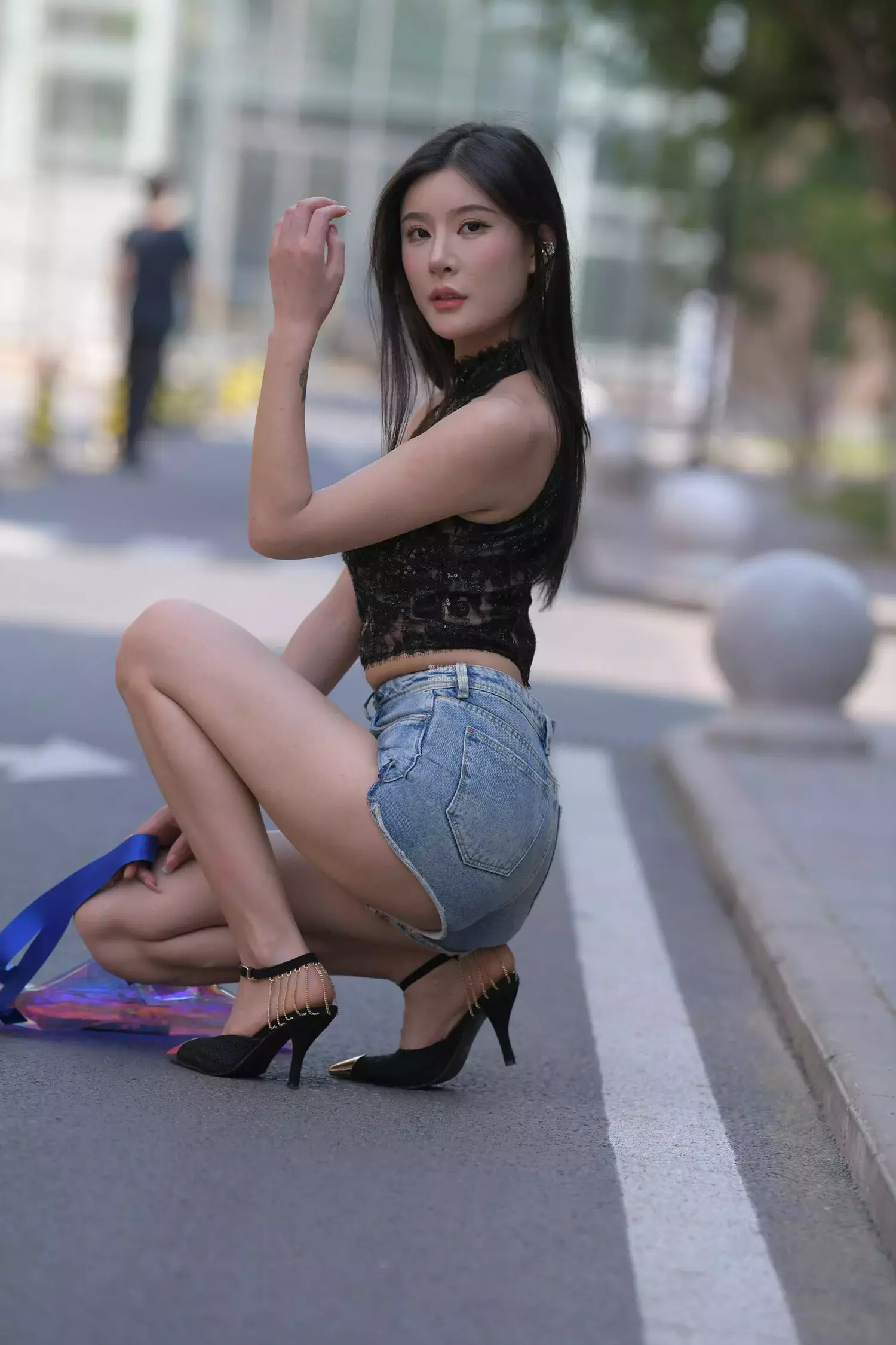 精选街拍作品 NO.1803 蓝了抱歉1 街拍美女尴尬瞬间-丽图社