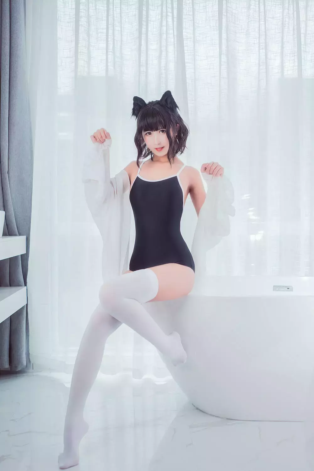 No.015-兔玩映画 夏日泳装 白丝喵 [42P] 美女壁纸 谁不爱身材好的小姐姐-丽图社