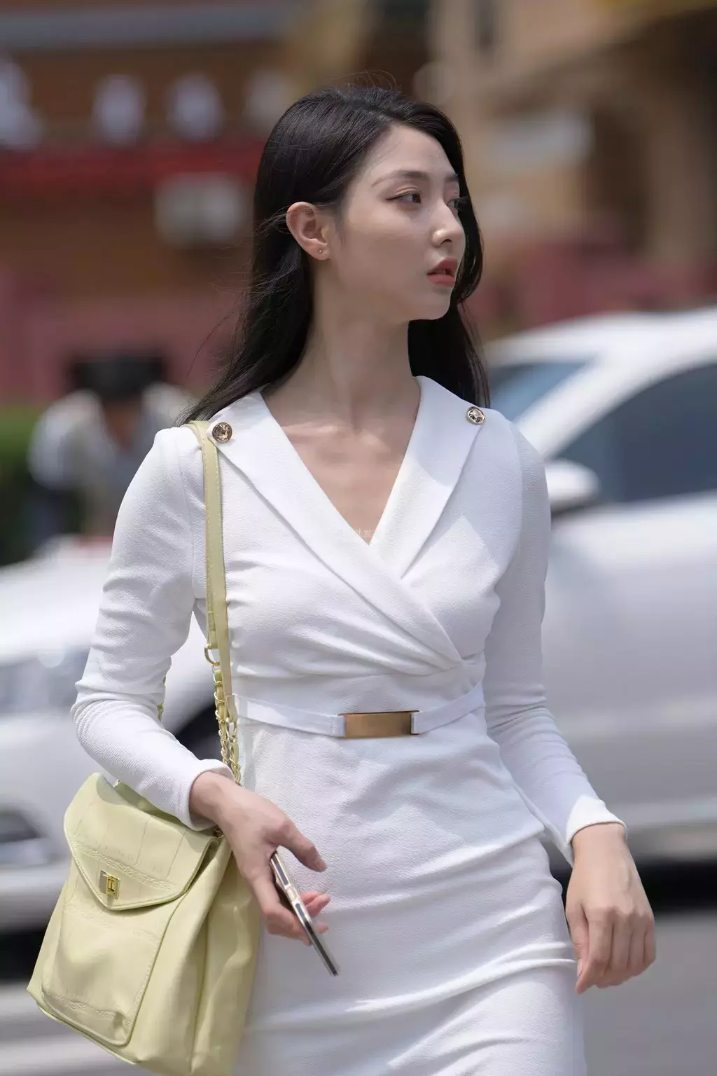 魔镜街拍 NO.137 街拍之白色制服美女 成都街拍模特-丽图社