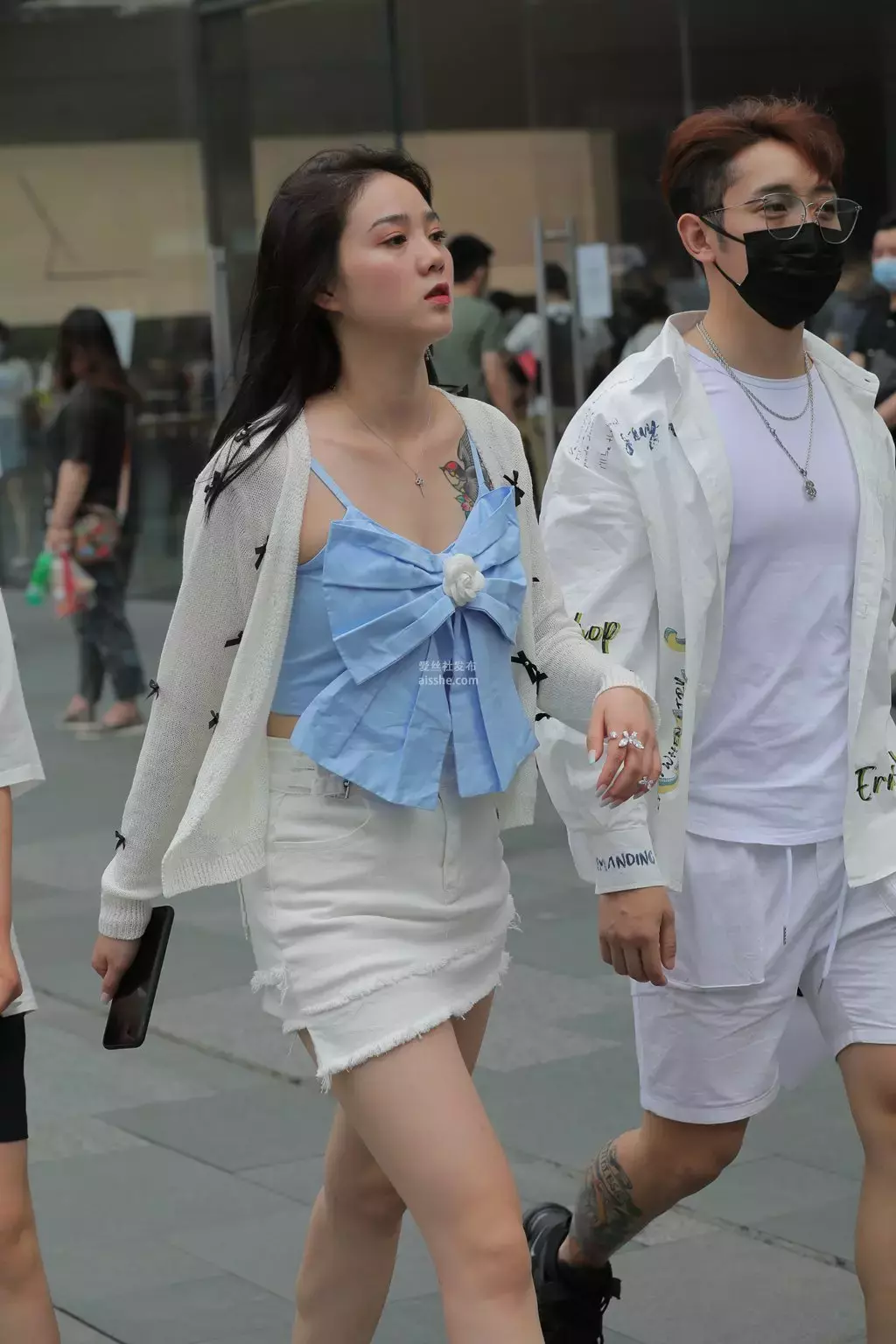 精选街拍作品 NO.2092 白色牛仔裙美女 街拍美术馆-丽图社