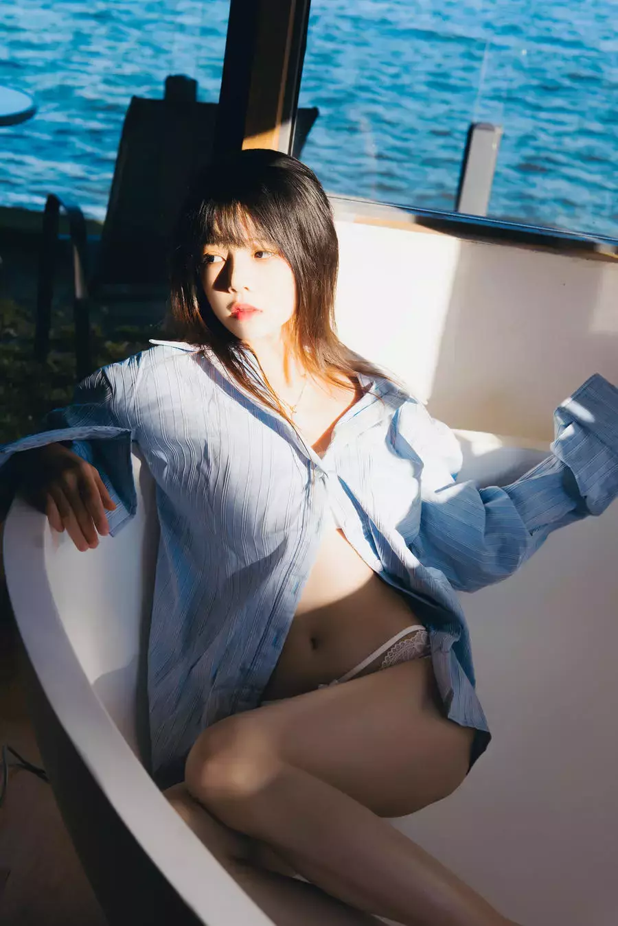 No.202 – 蓝衬衫 [44P] 好看身材模特美女图片壁纸-丽图社