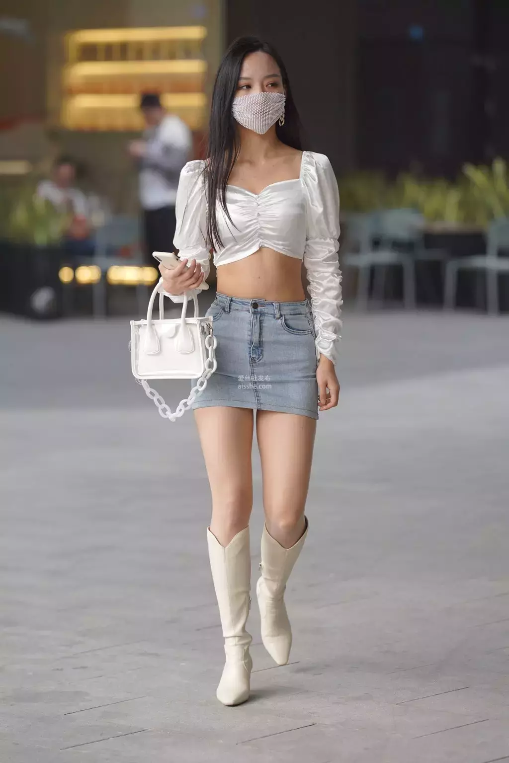 魔镜街拍 NO.170 凯恩街拍摄影 牛仔裙小姐姐 -2 街拍紧身裤-丽图社