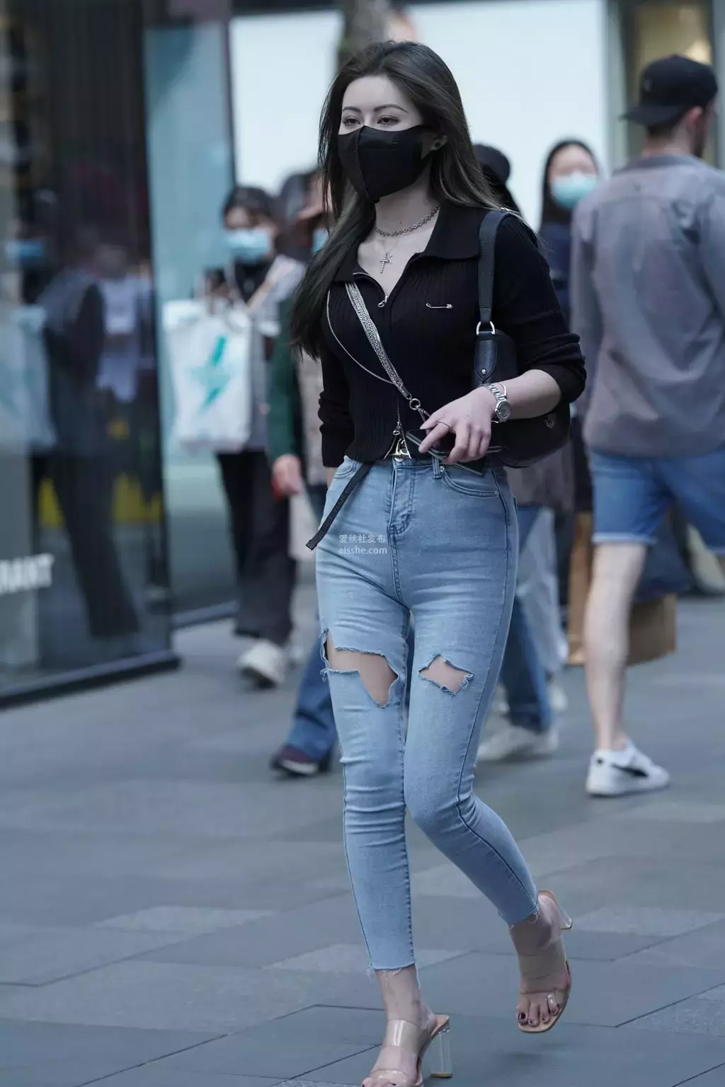 精选街拍作品 NO.2012 紧牛美女 街拍高跟鞋黑丝美女-丽图社