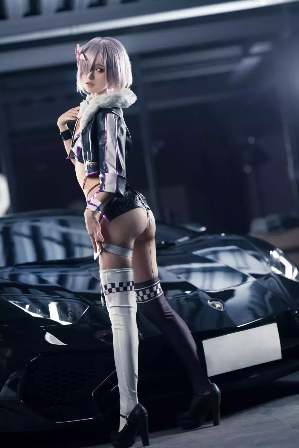 No.018-玛修 黑枪呆 同人赛车 – 玛修 [8P] 清纯美女套图-丽图社