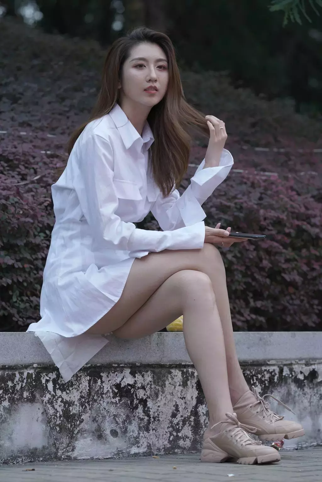 精选街拍作品 NO.2480 迷人衬衫裙 街拍高跟鞋黑丝美女-丽图社