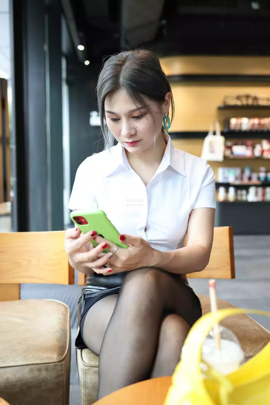 魔镜街拍 NO.093 皮裙嘿丝 -2 杭州街拍-丽图社