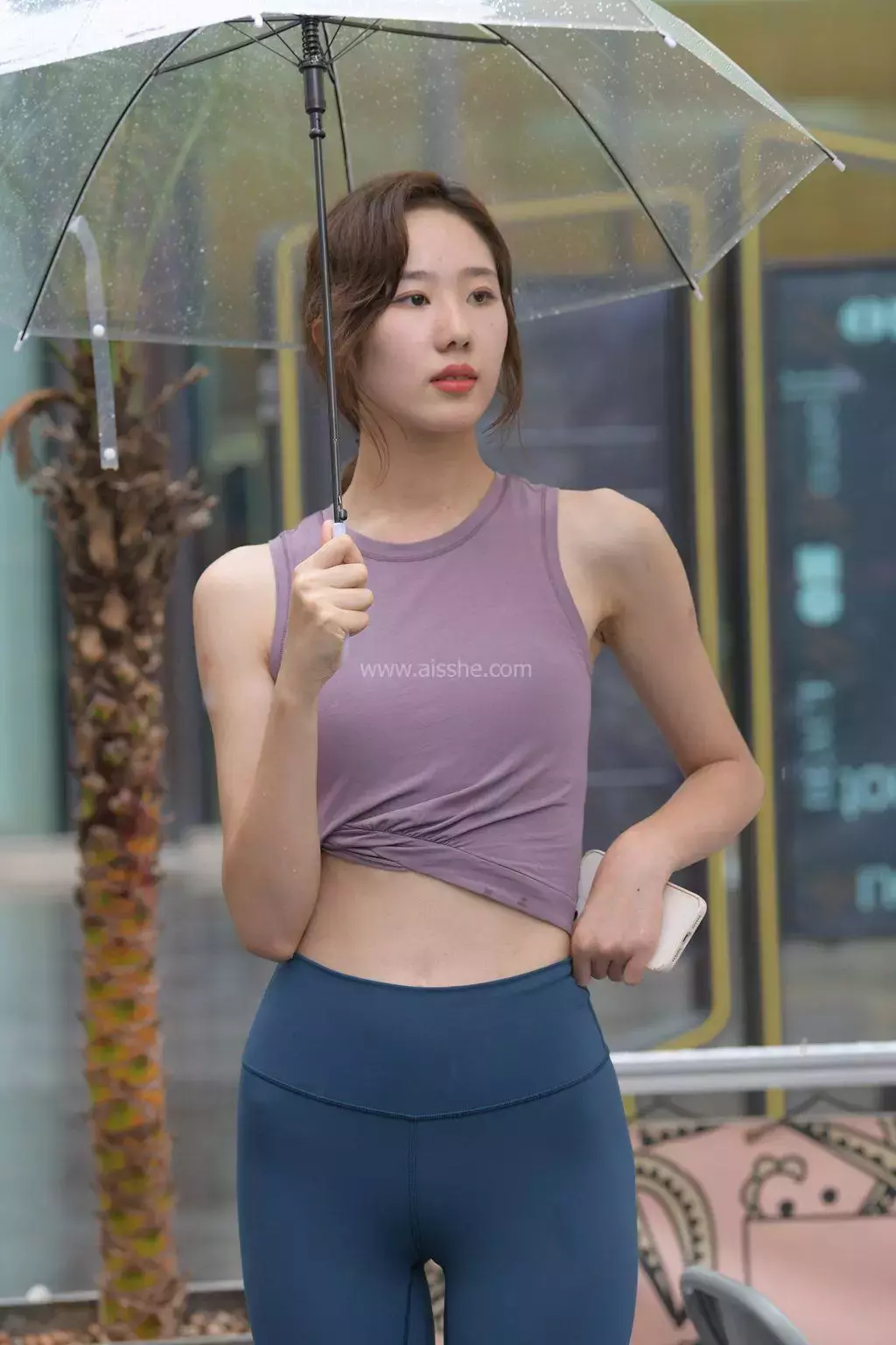 精选街拍作品 NO.1321 蓝色瑜伽裤运动系高挑美女2 被成都太古里街拍惊艳了-丽图社