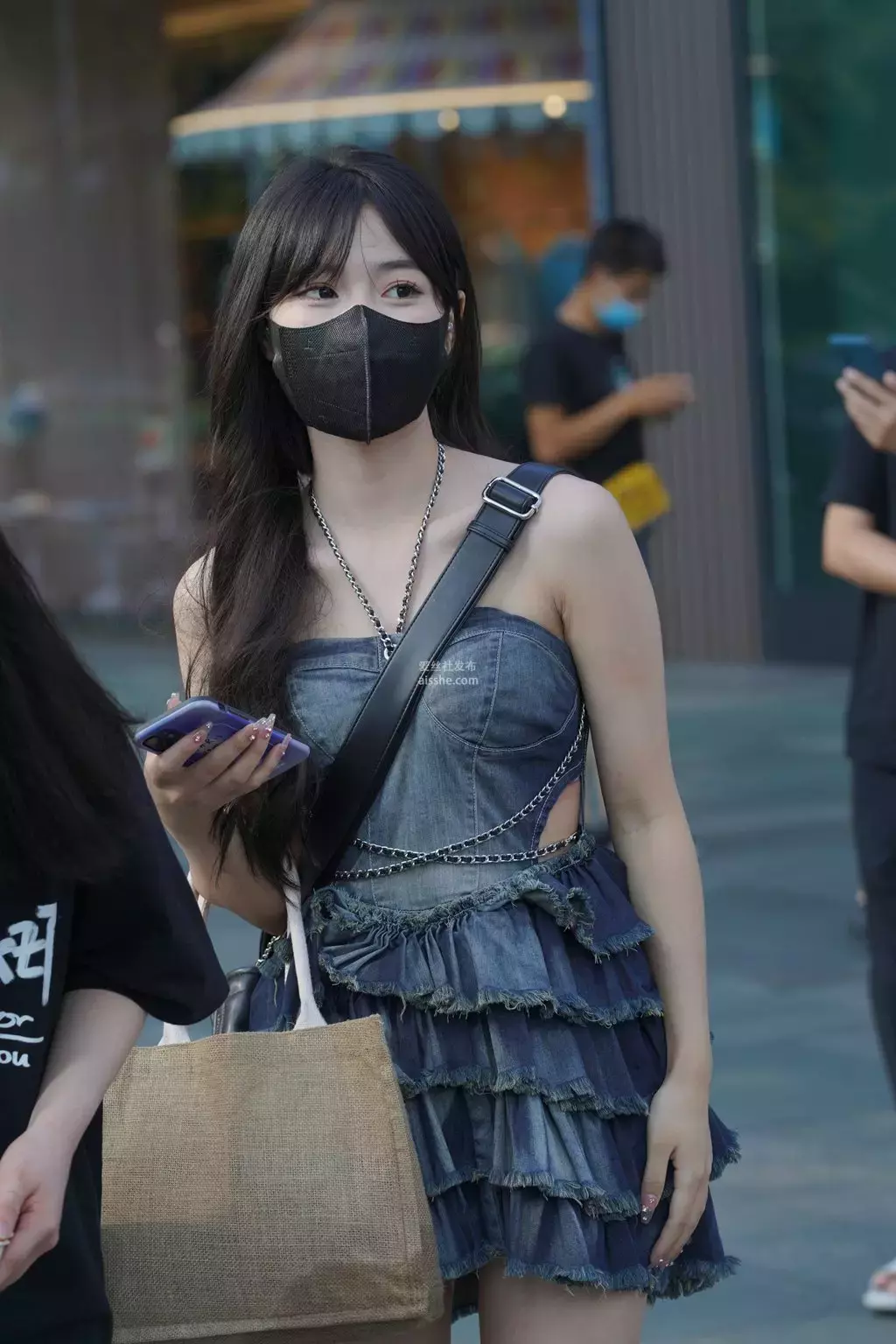 精选街拍作品 NO.2254 甜美动人牛仔裙1 明星爱街拍-丽图社