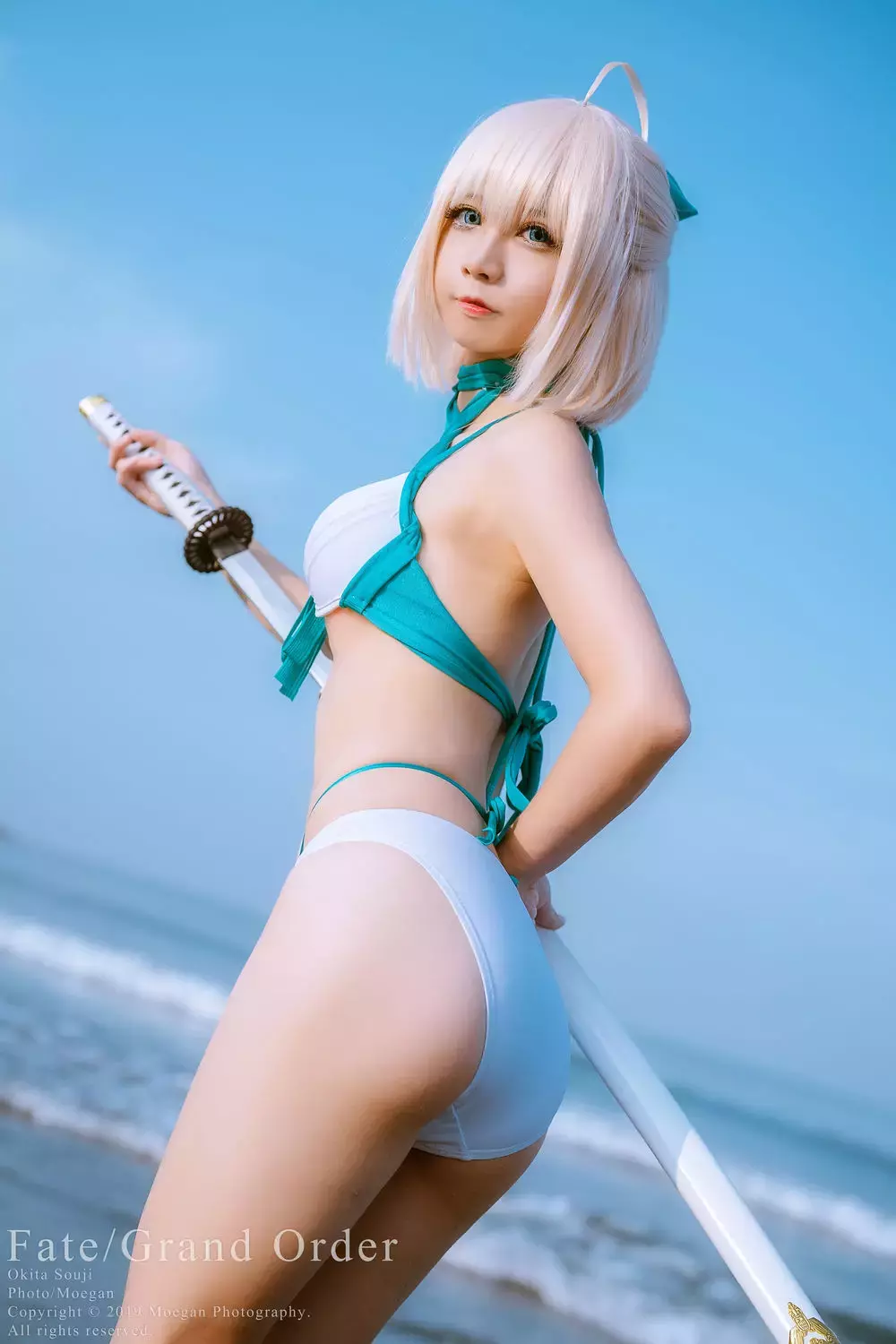 No.028-FateGrand Order–沖田総司 水着ver [16P] 身材超级性感的美女手机壁纸-丽图社