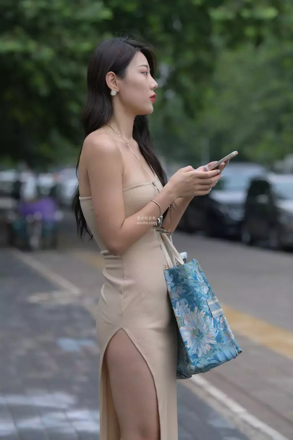 魔镜街拍 NO.134 高开叉长裙完小姐姐-2 街拍短裤 坏叔街拍-丽图社