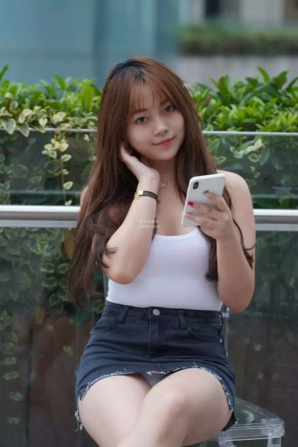 魔镜街拍 NO.131 微胖的牛仔短裙美女 -2 街拍夏夏-丽图社