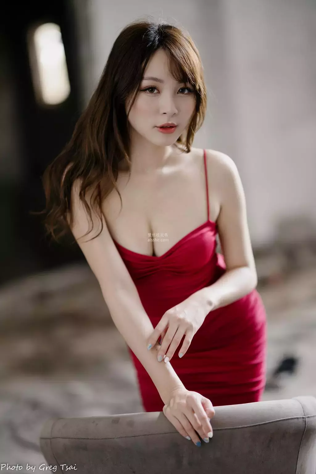 精选模拍作品 NO.274 shley 红色吊带连衣短裙凉高 街拍素人美女-丽图社