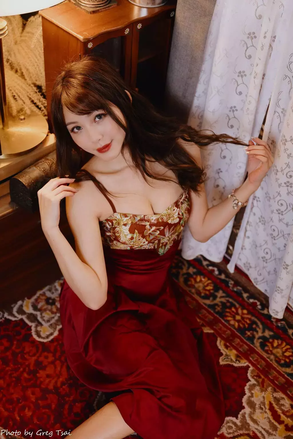 精选模拍作品 NO.264 Ashley 红色小礼服凉高 成都街拍模特-丽图社