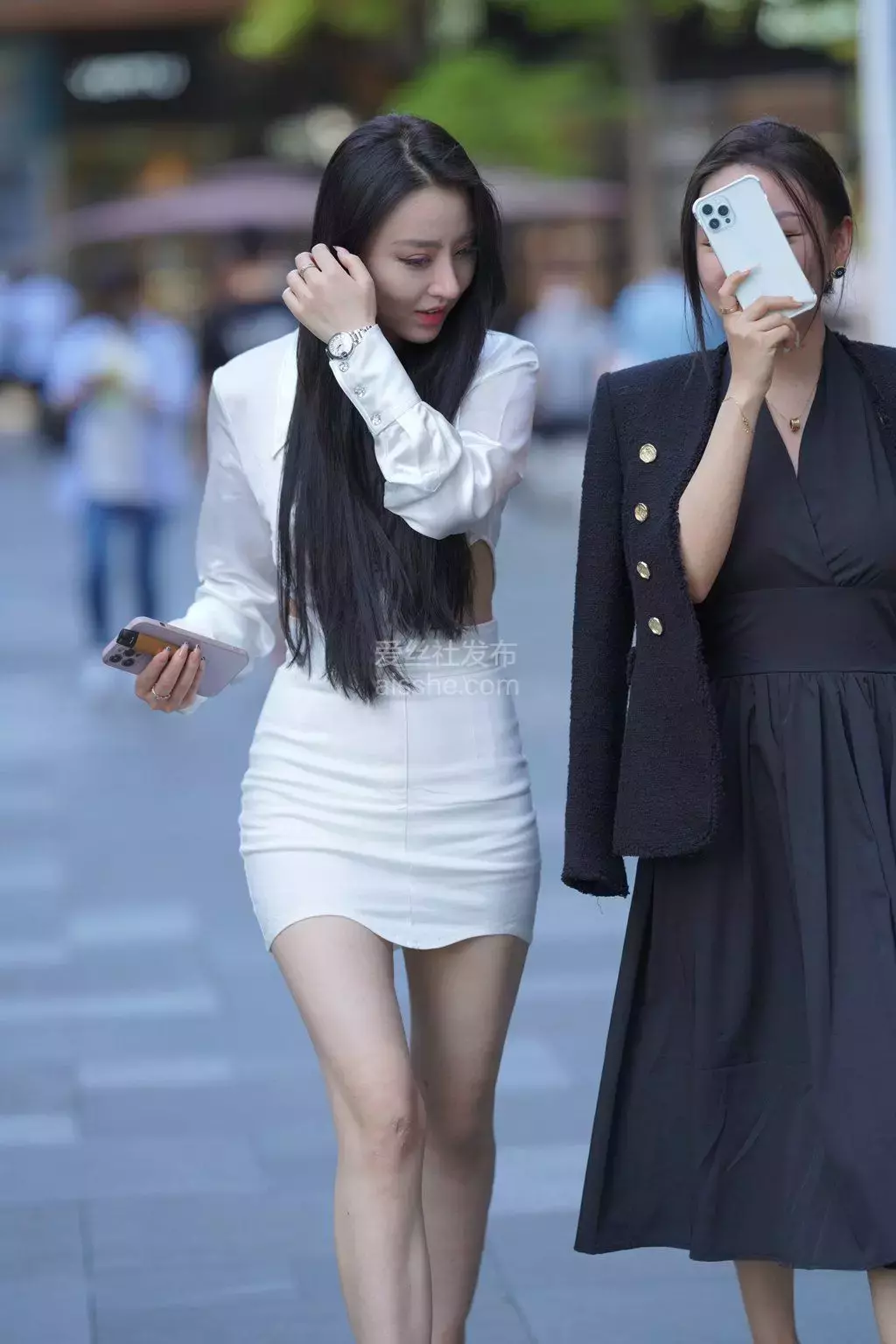 精选街拍作品 NO.1368 白色包臀裙美女1 街拍长腿丝袜高跟美女写真集-丽图社