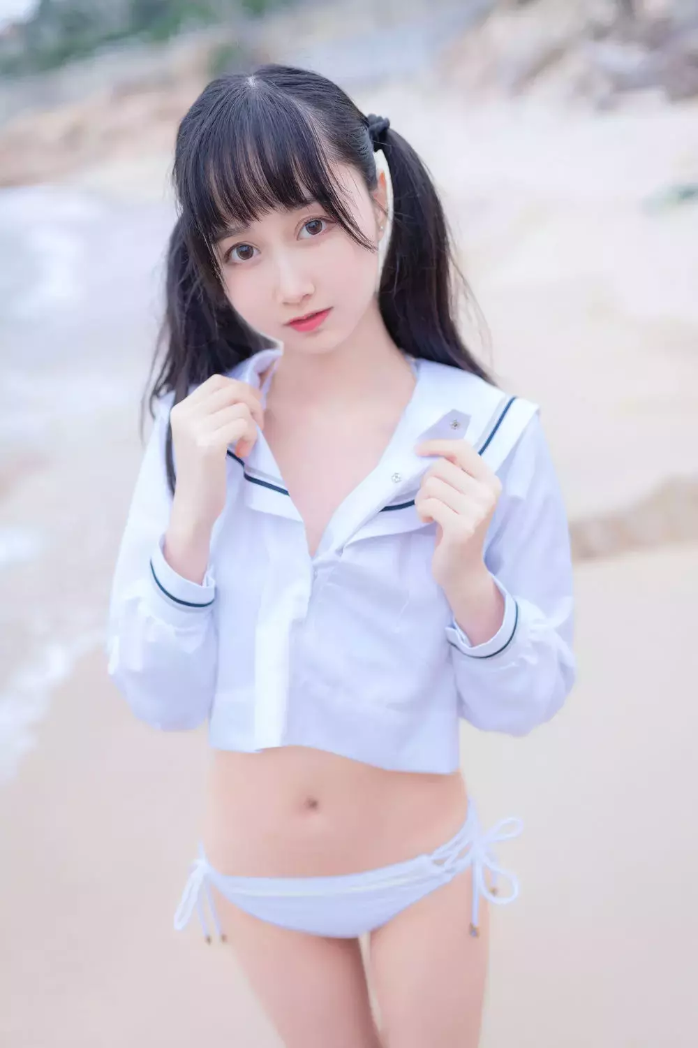 No.024-海边白色比基尼电子版 [30P] 绝美身材高清美女壁纸写真-丽图社