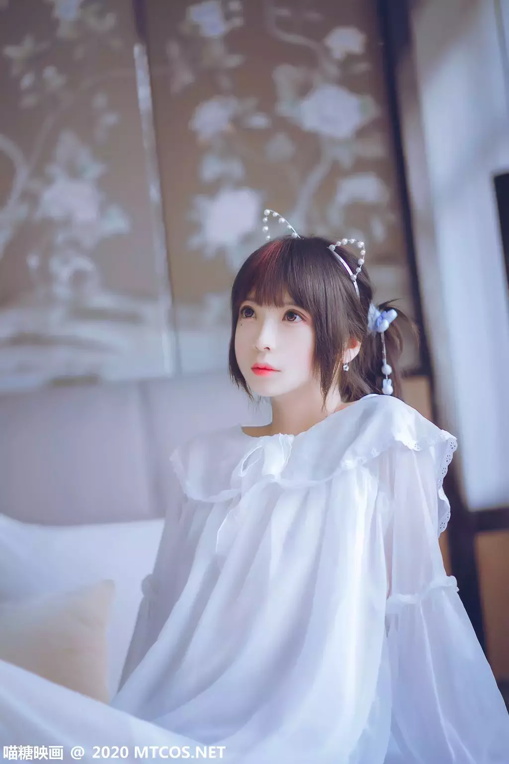 喵糖映画少女写真VOL.204 纯纯的白丝睡裙 美女头像真人清新高清图片-丽图社