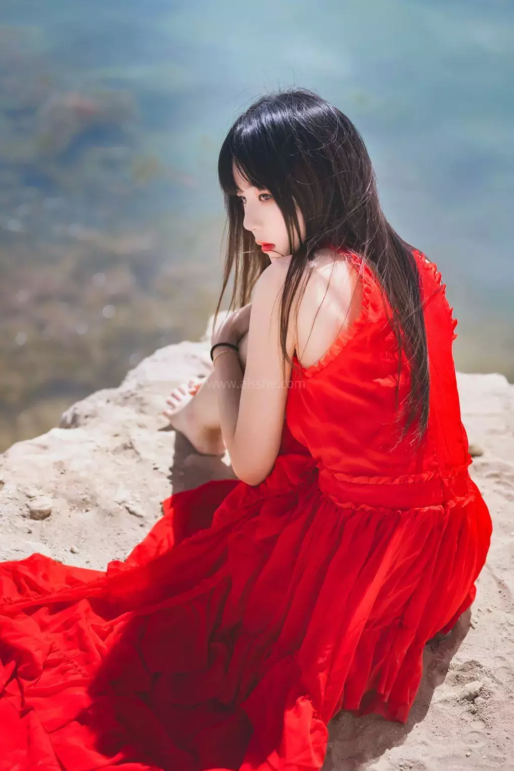 喵糖映画少女写 VOL.372 海边红裙 美女唯美写真图片-丽图社