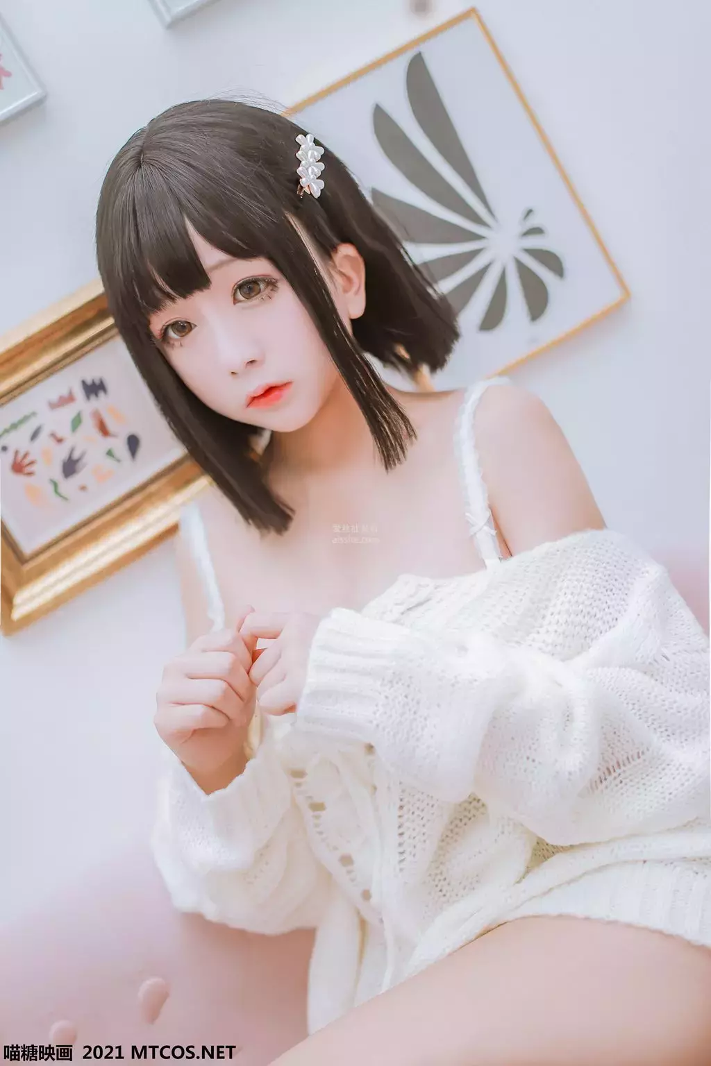 喵糖映画少女VOL.457 美眉的白色毛衣 时尚美女写真壁纸图片照-丽图社