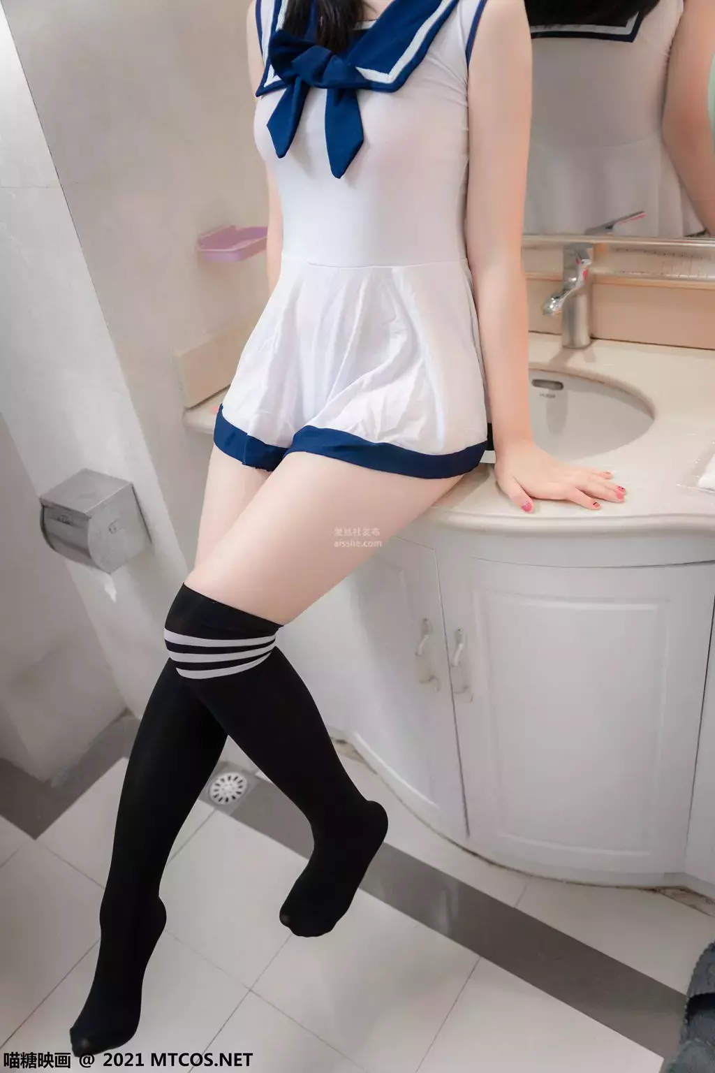 喵糖映画少女VOL.418 居家水手裙 唯美头像美女头像图片素材-丽图社