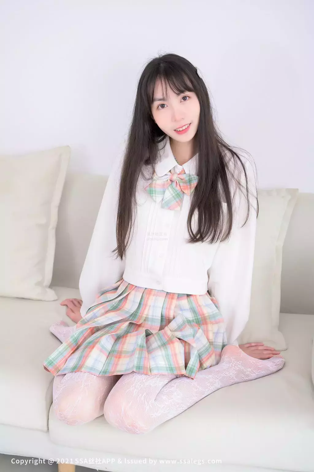 [SSA丝社] 超清版 NO.676 腿模团团的白色网袜（上） 甜美可爱!少女小清新写真精选-丽图社