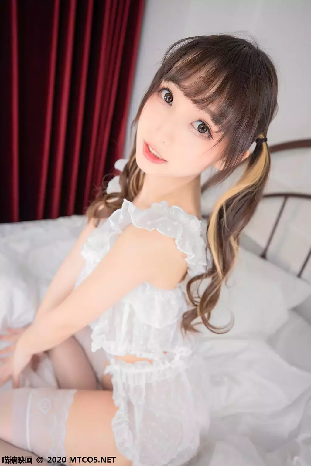 喵糖映画少女写真 VOL.343 白色睡衣 美女模特性感写真-丽图社