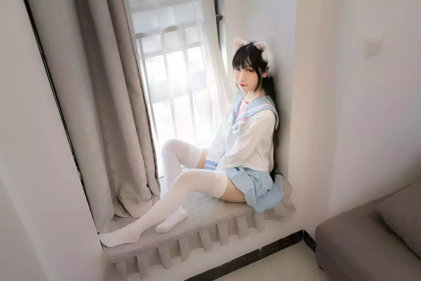 No.058 – 白色兔子JK [63P] 绝美身材高清美女壁纸写真-丽图社