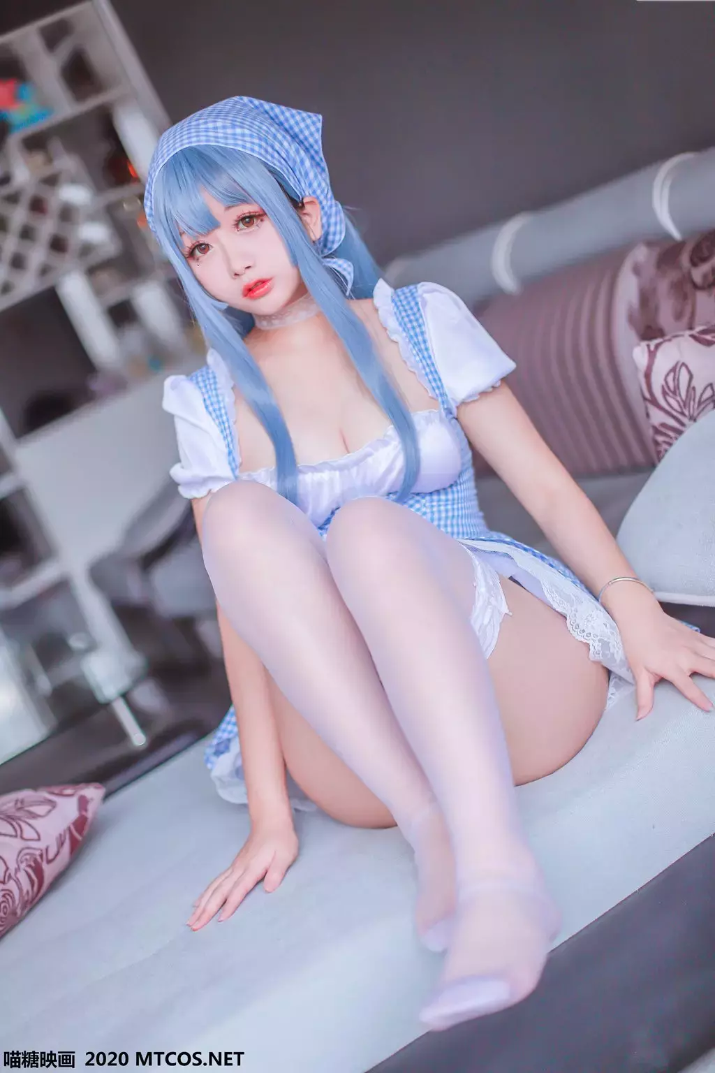 喵糖映画少女写真 VOL.122 蓝色女仆 多样百变女孩的时尚穿搭照片-丽图社