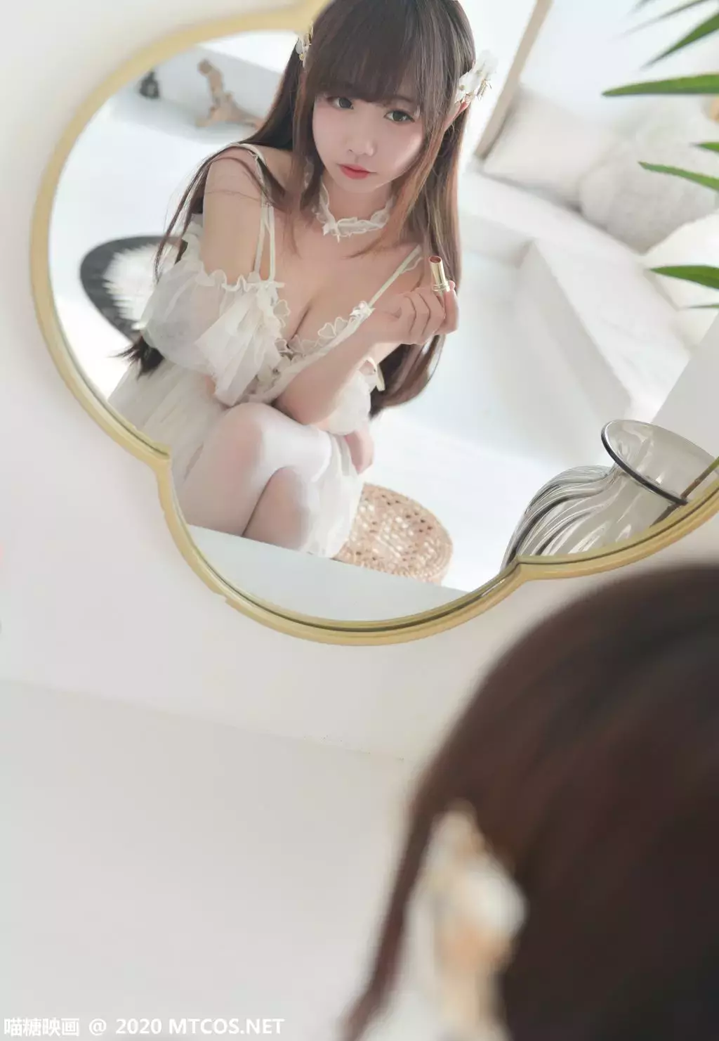 喵糖映画少女写真VOL.206 吊带纱裙白丝 清纯时尚美女写真拍摄-丽图社