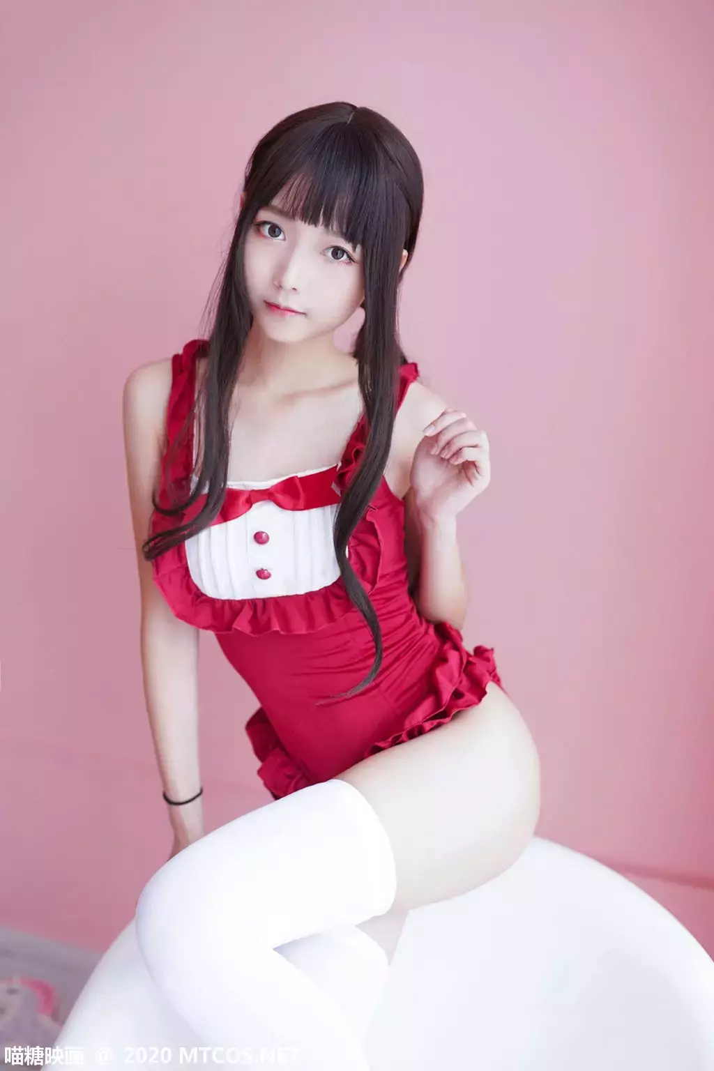 喵糖映画少女写真 VOL.179 粉色浴缸白丝泡泡 唯美头像美女头像图片素材-丽图社